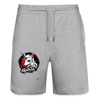 Geilhorn: Dieses Geile Einhorn-Pferd - Stanley/Stella Unisex Bio Joggingshorts Trainer  - Grau meliert - Vorne - Nik (191cm) & Marisol (170cm)