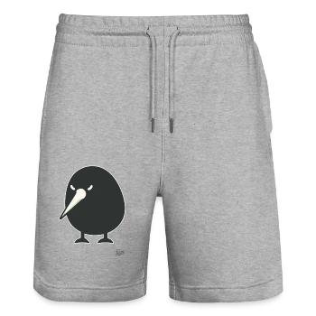 Drôle d’oiseau kiwi - Short de jogging bio TRAINER Stanley/Stella unisexe - gris chiné - Devant - Nik (191cm) & Marisol (170cm)