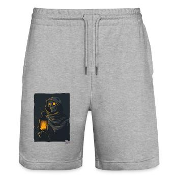 Dunkler Sensenmann mit Öllampe - Stanley/Stella Unisex Bio Joggingshorts Trainer  - Grau meliert - Vorne - Nik (191cm) & Marisol (170cm)