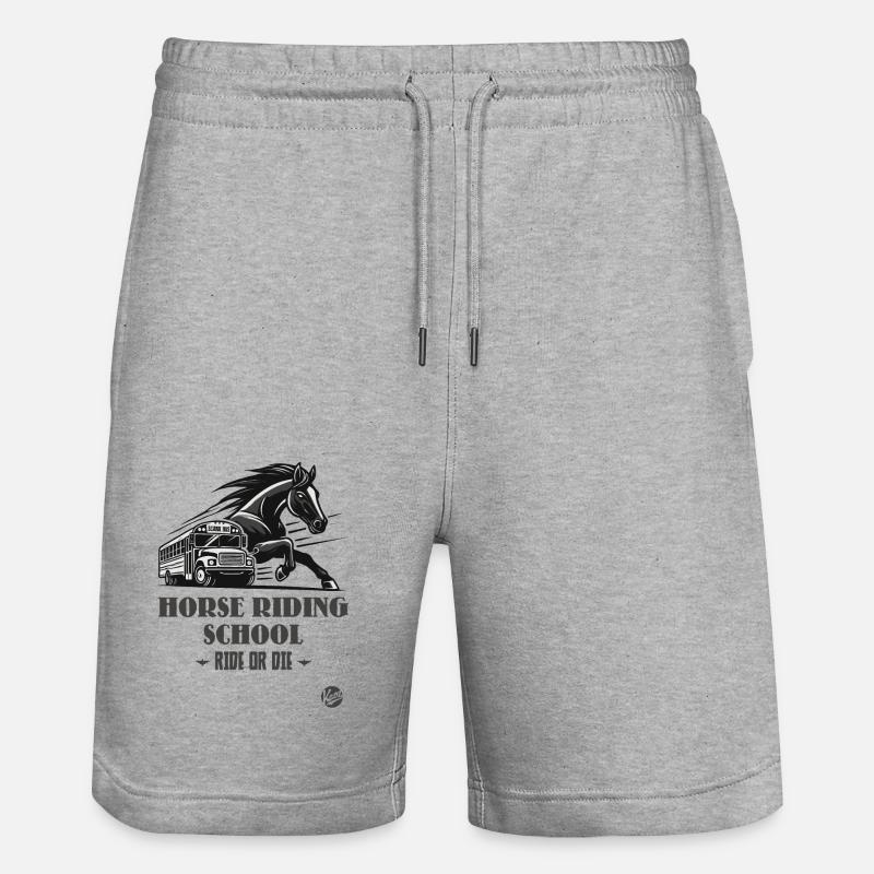 Reitschule "Reite oder Stirb", ein Pferde-Motiv - Stanley/Stella Unisex Bio Joggingshorts Trainer  - Grau meliert