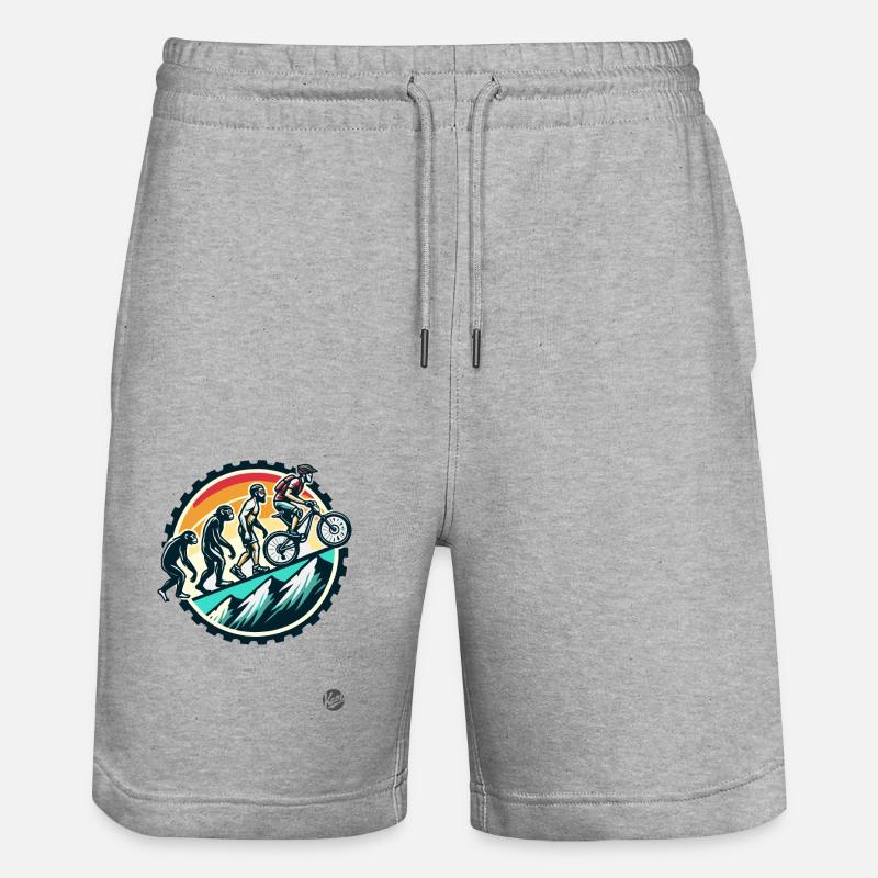 Evolution des Mountainbiker, Mountainbike - Stanley/Stella Unisex Bio Joggingshorts Trainer  - Grau meliert