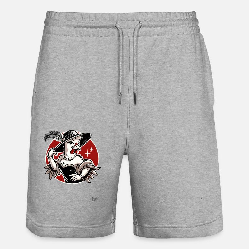 Feine Dame Huhn - Stanley/Stella Unisex Bio Joggingshorts Trainer  - Grau meliert