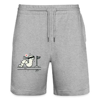 Langsame Wurmrennen Ziellinie - Stanley/Stella Unisex Bio Joggingshorts Trainer  - Grau meliert - Vorne - Nik (191cm) & Marisol (170cm)