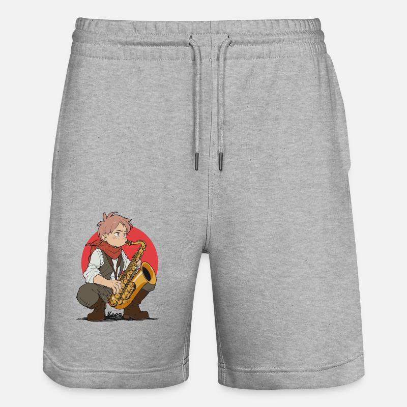 Junge spielt Saxophon - Stanley/Stella Unisex Bio Joggingshorts Trainer - Grau meliert