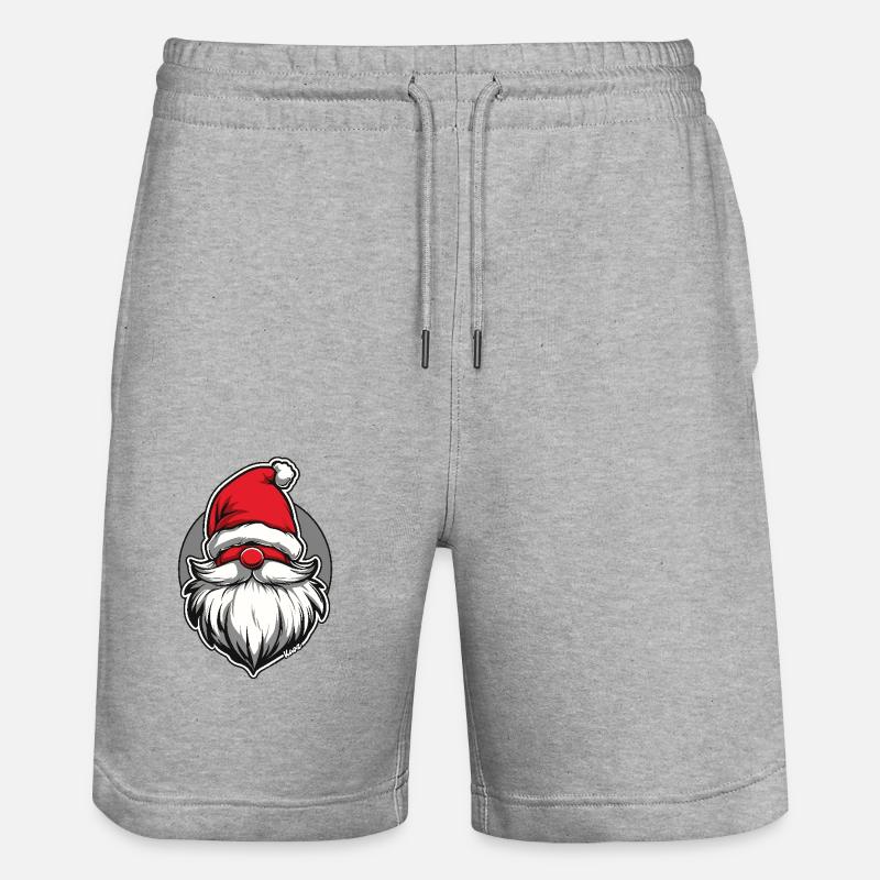 Weihnachtsmann als Gartenzwerg - Stanley/Stella Unisex Bio Joggingshorts Trainer  - Grau meliert