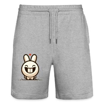 Lustiger Hase mit großem Lächeln - Stanley/Stella Unisex Bio Joggingshorts Trainer  - Grau meliert - Vorne - Nik (191cm) & Marisol (170cm)