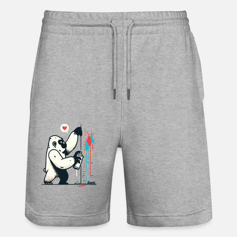 Graffiti-Gorilla mit Spraydose - Stanley/Stella Unisex Bio Joggingshorts Trainer  - Grau meliert