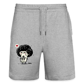 funny vegetable anarcho broccoli punk - Stanley/Stella Trainer Unisex Organic Jogging Shorts - heather grey - Front - Nik (191cm) & Marisol (170cm)