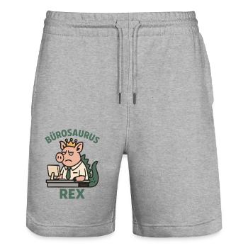 Bürosaurus Rex lustige Büro Arbeit mit Schwein - Stanley/Stella Unisex Bio Joggingshorts Trainer  - Grau meliert - Vorne - Nik (191cm) & Marisol (170cm)