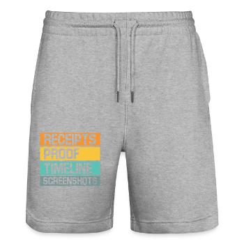 Receipts Timeline Screenshot Witty Retorts Snappy - Stanley/Stella Trainer Unisex Organic Jogging Shorts - heather grey - Front - Nik (191cm) & Marisol (170cm)