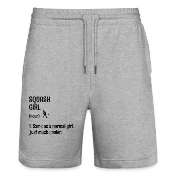 Squash Mädchen Squash Tennis Spieler Raquetball Sport - Stanley/Stella Unisex Bio Joggingshorts Trainer  - Grau meliert - Vorne - Nik (191cm) & Marisol (170cm)