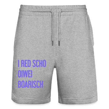 I red scho oiwei boarisch - Stanley/Stella Trainer Unisex Organic Jogging Shorts - heather grey - Front - Nik (191cm) & Marisol (170cm)