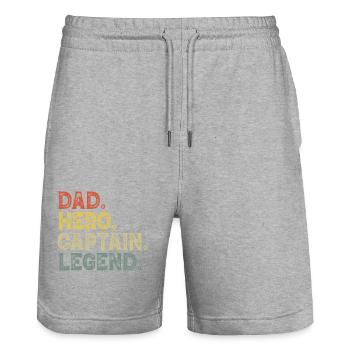 Dad captain boat - Stanley/Stella Trainer Unisex Organic Jogging Shorts - heather grey - Front - Nik (191cm) & Marisol (170cm)