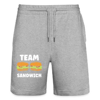 Humour sandwich - Short de jogging bio TRAINER Stanley/Stella unisexe - gris chiné - Devant - Nik (191cm) & Marisol (170cm)