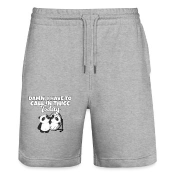 Merde, je dois appeler Thicc aujourd’hui Jeu de mots drôle de panda - Short de jogging bio TRAINER Stanley/Stella unisexe - gris chiné - Devant - Nik (191cm) & Marisol (170cm)