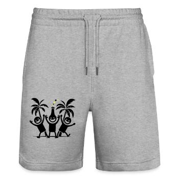 Party Team Holidays - Stanley/Stella Trainer Unisex Organic Jogging Shorts - heather grey - Front - Nik (191cm) & Marisol (170cm)