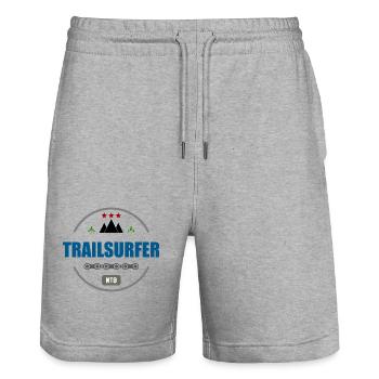 Logo VTT Trailsurfer - Short de jogging bio TRAINER Stanley/Stella unisexe - gris chiné - Devant - Nik (191cm) & Marisol (170cm)