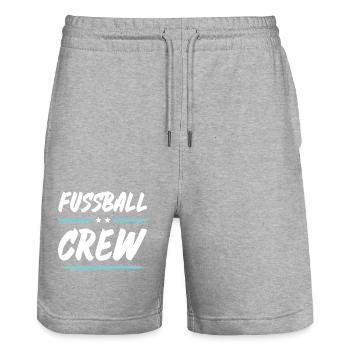 Football Crew - Stanley/Stella Trainer Unisex Organic Jogging Shorts - heather grey - Front - Nik (191cm) & Marisol (170cm)
