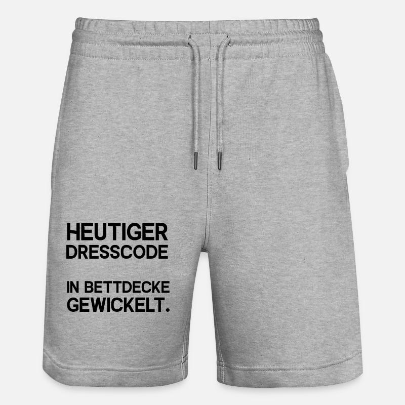 Heutiger Dresscode in Bettdecke gewickelt - Stanley/Stella Unisex Bio Joggingshorts Trainer  - Grau meliert