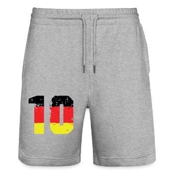 10 Number Germany Jersey - Stanley/Stella Trainer Unisex Organic Jogging Shorts - heather grey - Front - Nik (191cm) & Marisol (170cm)