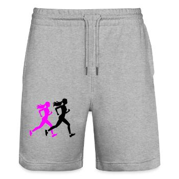 Running Marathon Woman Silhouette - Stanley/Stella Trainer Unisex Organic Jogging Shorts - heather grey - Front - Nik (191cm) & Marisol (170cm)