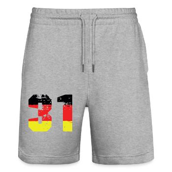 31 Numéro Allemagne Jersey - Short de jogging bio TRAINER Stanley/Stella unisexe - gris chiné - Devant - Nik (191cm) & Marisol (170cm)