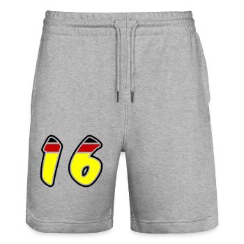 16 Zahl symbol Germany - Stanley/Stella Unisex Bio Joggingshorts Trainer  - Grau meliert - Vorne - Nik (191cm) & Marisol (170cm)