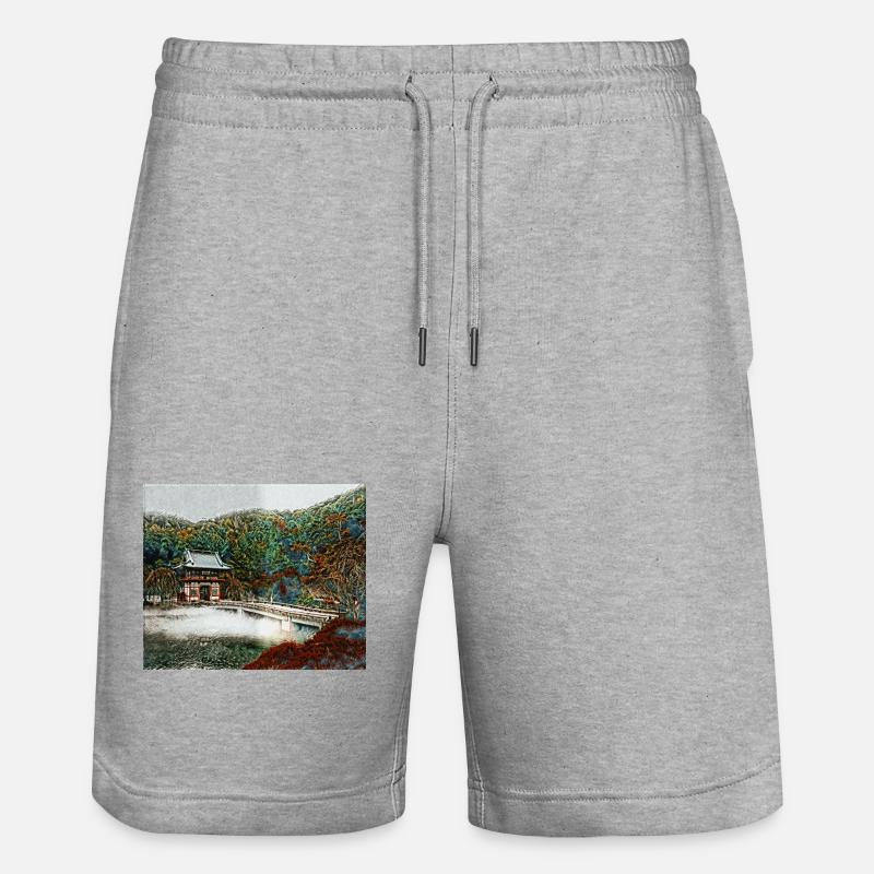 Temple dans la forêt - Short de jogging bio TRAINER Stanley/Stella unisexe - gris chiné