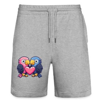 Aigle Couple Amour Oiseau Amoureux - Short de jogging bio TRAINER Stanley/Stella unisexe - gris chiné - Devant - Nik (191cm) & Marisol (170cm)