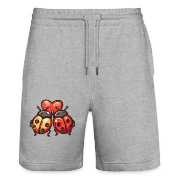 Ladybug Love Couple Cute Happiness - Stanley/Stella Trainer Unisex Organic Jogging Shorts - heather grey - Front - Nik (191cm) & Marisol (170cm)