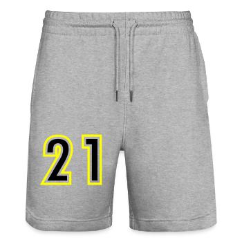 21 Number College - Stanley/Stella Trainer Unisex Organic Jogging Shorts - heather grey - Front - Nik (191cm) & Marisol (170cm)