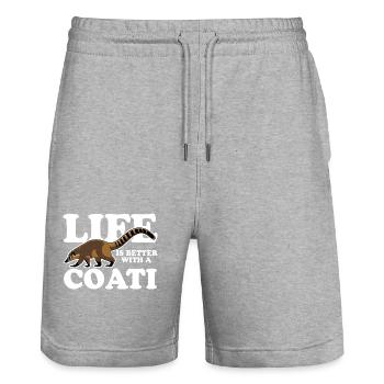 La vie est meilleure avec un coati - cute coati - Short de jogging bio TRAINER Stanley/Stella unisexe - gris chiné - Devant - Nik (191cm) & Marisol (170cm)