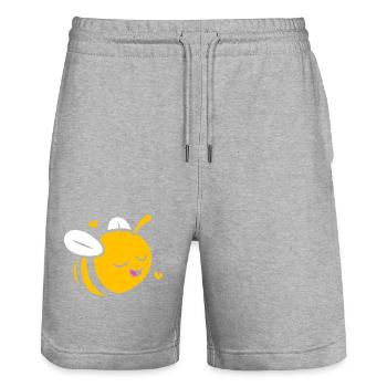 Abeille - Short de jogging bio TRAINER Stanley/Stella unisexe - gris chiné - Devant - Nik (191cm) & Marisol (170cm)