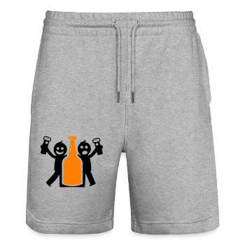 Enterrement de vie de garçon Stick Figure - Short de jogging bio TRAINER Stanley/Stella unisexe - gris chiné - Devant - Nik (191cm) & Marisol (170cm)