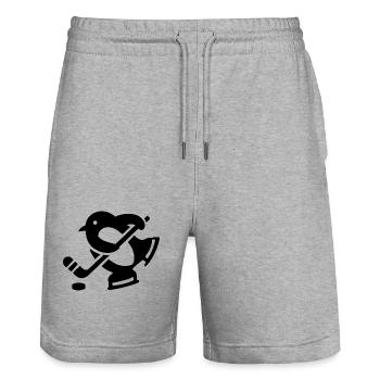 Penguin Hockey Hockey Silhouette Minimalist - Stanley/Stella Trainer Unisex Organic Jogging Shorts - heather grey - Front - Nik (191cm) & Marisol (170cm)