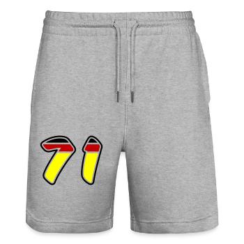 71 Symbole numérique Allemagne - Short de jogging bio TRAINER Stanley/Stella unisexe - gris chiné - Devant - Nik (191cm) & Marisol (170cm)