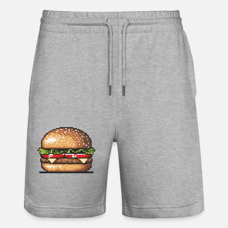 Icône Burger Pixel - Short de jogging bio TRAINER Stanley/Stella unisexe - gris chiné