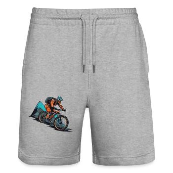 Mountainbiker Sport Mountainbike - Stanley/Stella Unisex Bio Joggingshorts Trainer  - Grau meliert - Vorne - Nik (191cm) & Marisol (170cm)