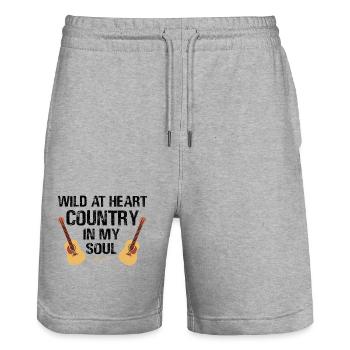 Comté Musique Vintage Amateur de musique Western Country C - Short de jogging bio TRAINER Stanley/Stella unisexe - gris chiné - Devant - Nik (191cm) & Marisol (170cm)