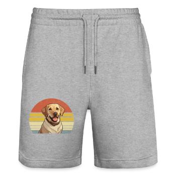 Retro Vintage Labrador Retriever Lab Dog Retriever - Stanley/Stella Trainer Unisex Organic Jogging Shorts - heather grey - Front - Nik (191cm) & Marisol (170cm)
