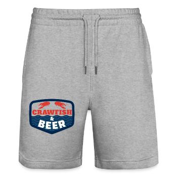Crawfish & Beer – Maritimer Genussmoment - Stanley/Stella Unisex Bio Joggingshorts Trainer  - Grau meliert - Vorne - Nik (191cm) & Marisol (170cm)