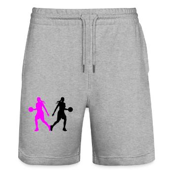 Basketball Player Silhouette Basketball Player Fra - Stanley/Stella Trainer Unisex Organic Jogging Shorts - heather grey - Front - Nik (191cm) & Marisol (170cm)