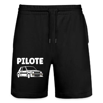 Humour pilote de rallye - Short de jogging bio TRAINER Stanley/Stella unisexe - noir - Devant - Nik (191cm) & Marisol (170cm)