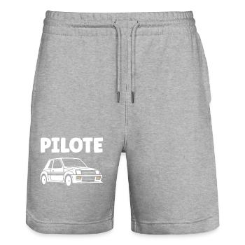Humour pilote de rallye - Short de jogging bio TRAINER Stanley/Stella unisexe - gris chiné - Devant - Nik (191cm) & Marisol (170cm)