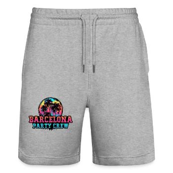 L’équipe de la fête de Barcelone - Short de jogging bio TRAINER Stanley/Stella unisexe - gris chiné - Devant - Nik (191cm) & Marisol (170cm)