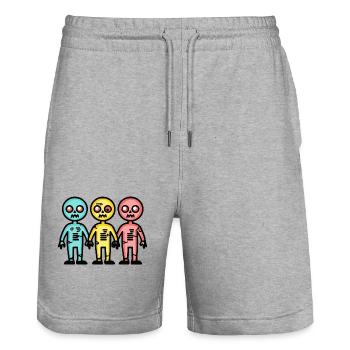 Zombies Halloween Mignon - Short de jogging bio TRAINER Stanley/Stella unisexe - gris chiné - Devant - Nik (191cm) & Marisol (170cm)