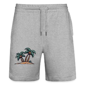 Palm Island - Stanley/Stella Trainer Unisex Organic Jogging Shorts - heather grey - Front - Nik (191cm) & Marisol (170cm)