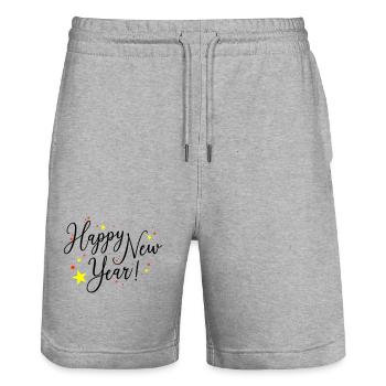 Bonne Année, Nouvel An, Réveillon du Nouvel An - Short de jogging bio TRAINER Stanley/Stella unisexe - gris chiné - Devant - Nik (191cm) & Marisol (170cm)