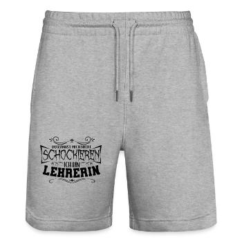 Du kannst mich nicht schockieren ich bin Lehrerin - Stanley/Stella Unisex Bio Joggingshorts Trainer  - Grau meliert - Vorne - Nik (191cm) & Marisol (170cm)