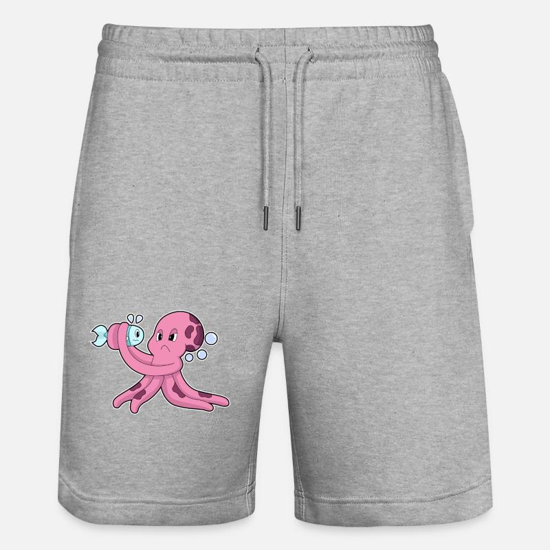 Octopus Fish - Stanley/Stella Trainer Unisex Organic Jogging Shorts - heather grey
